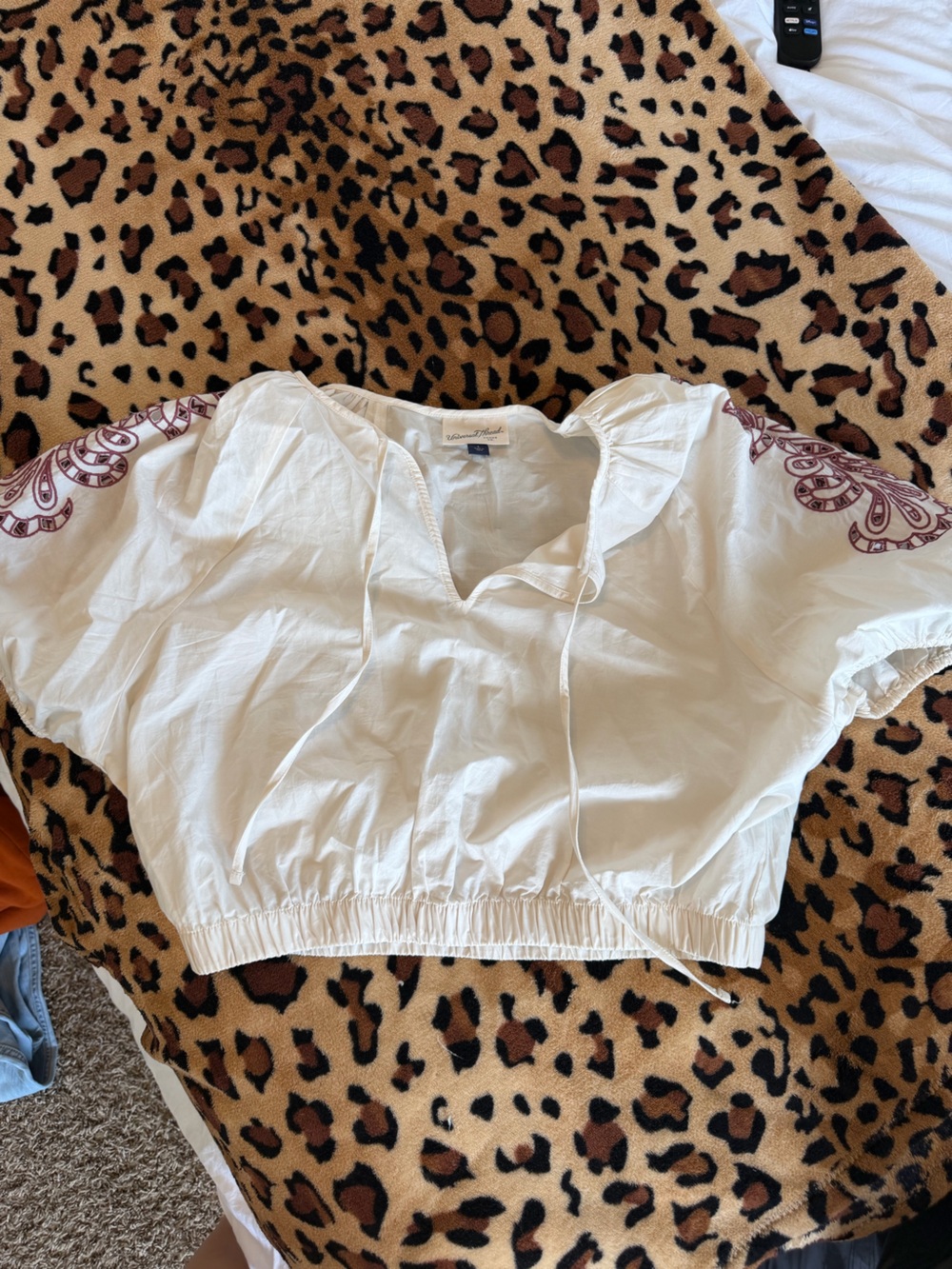 Universal Thread White Lightweight Blouse with Tie Neck